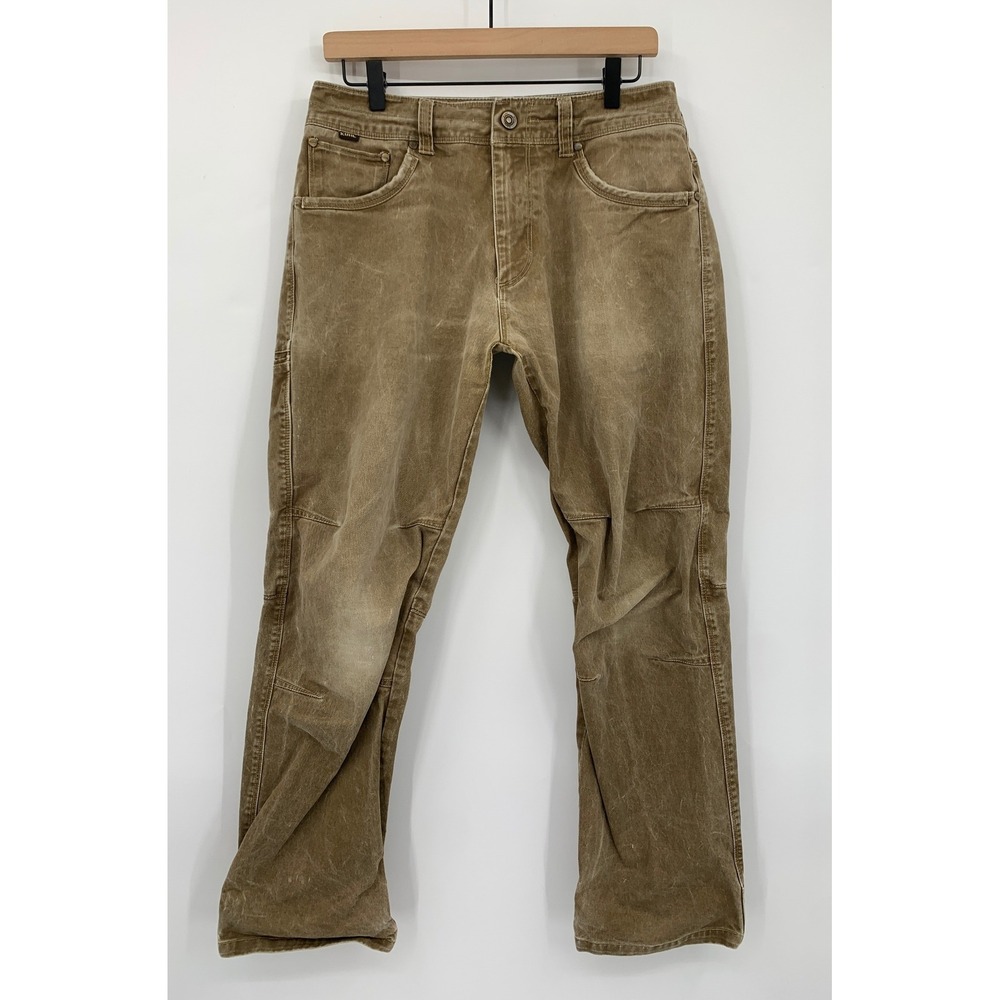 KUHL RYDR Pants Mens 32x30 Brown Vintage Patina Dye Articulated Knee Workwear